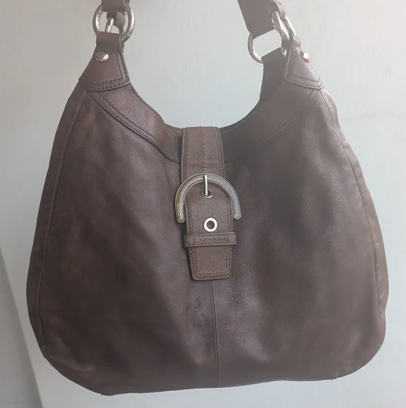 COACH Leather Lynn Soho Purse Hobo Shoulder Bag F 17092 Brown leather - Picture 2 of 16